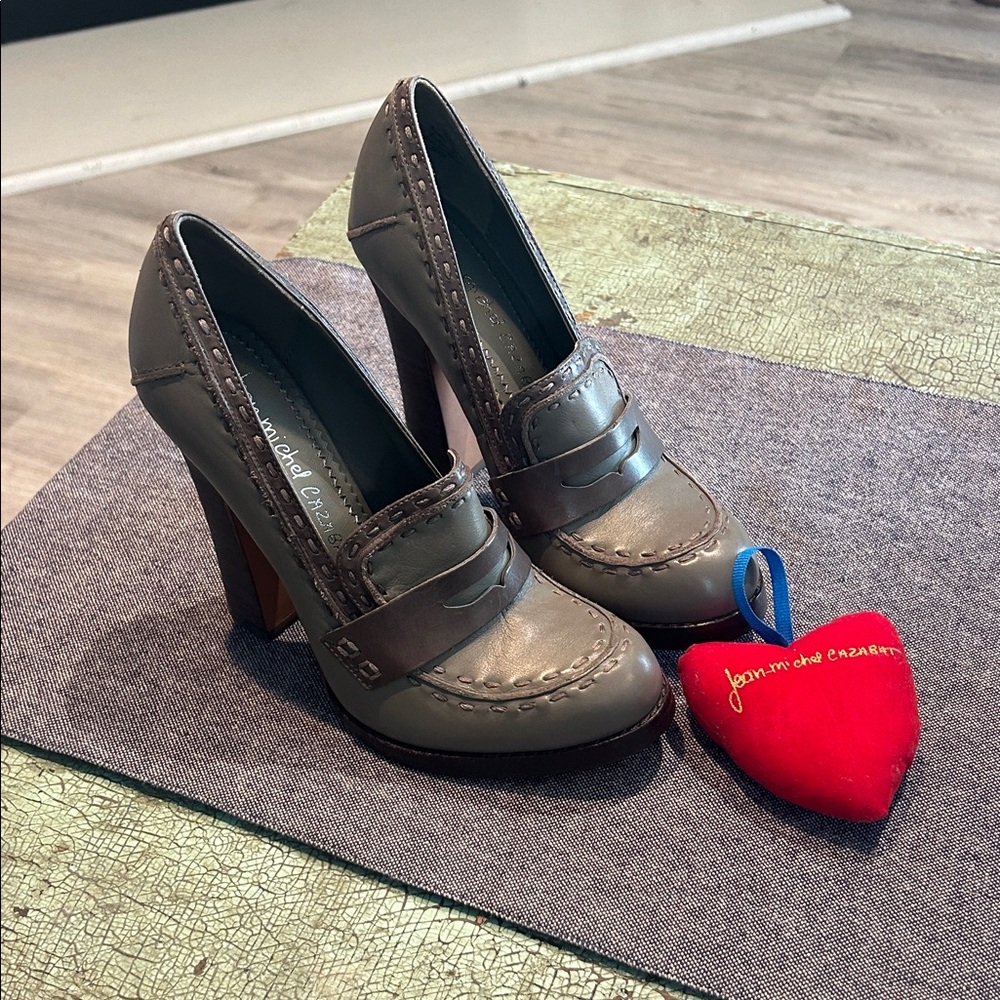 Jean-Michel Cazabat ‘Lidia’ Leather High Heel Loafers Sz 6.5